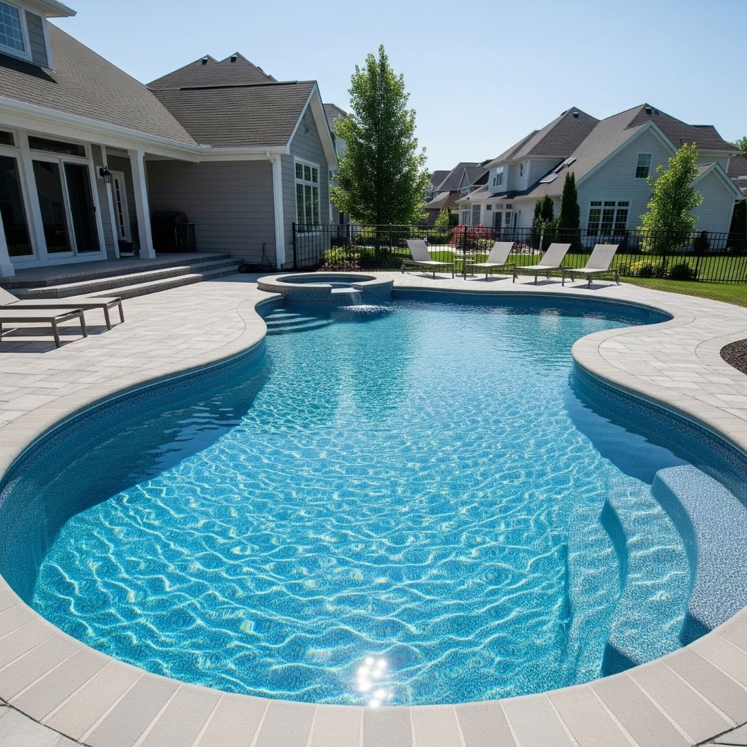 custom-shaped vinyl liner pool
